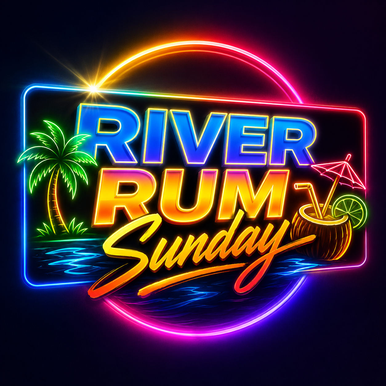 Original River Rum Sunday neon logo artwork