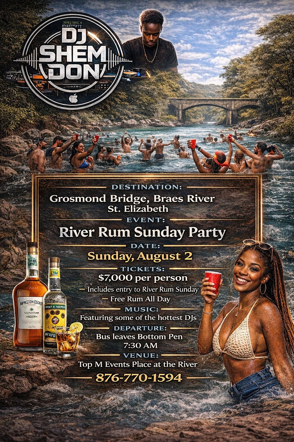 Dj Shem Don River Rum Trip promoter artwork