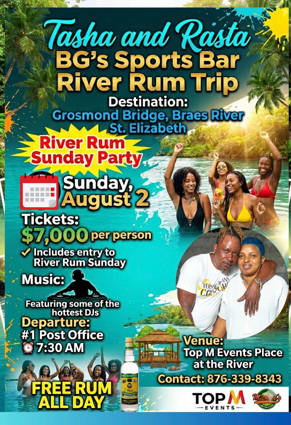 Tasha and Rasta River Rum Trip promoter artwork